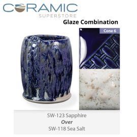 Sapphire SW-123 over Sea Salt SW-118 Stoneware Combination Sapphire SW-123 over Sea Salt SW-118 Stoneware Combination